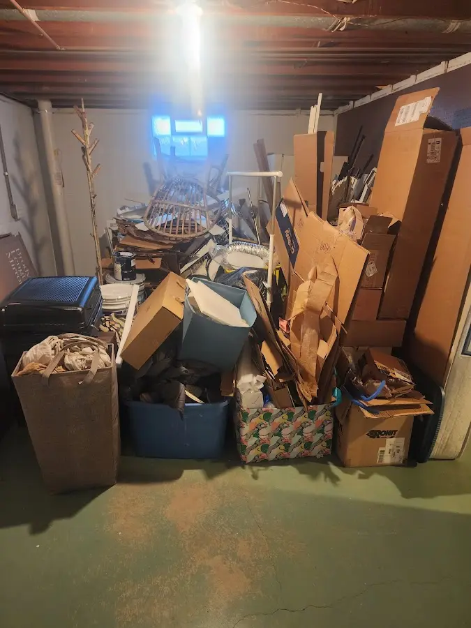 Roll-off dumpster container at job site for 20 Yard Dumpster Rental in Lake Delton